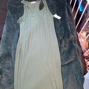 Ribbed Green MIDI Dress